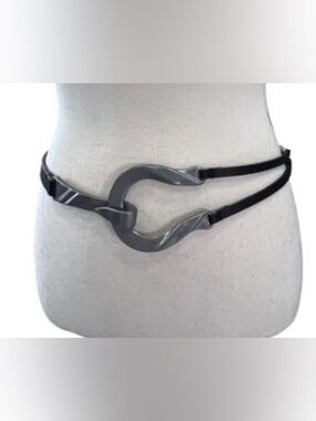 Chicos Genuine Leather Black Belt with Silver Buckle. Size M/L